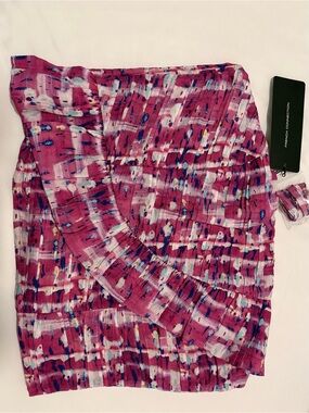 French Connection Pink Multicolor Abstract Ruffle Tube Top Size 4 - New